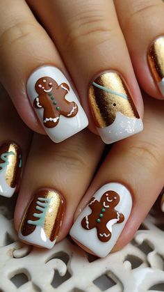 Transform your nails into a festive wonderland with these stunning gingerbread nail designs Perfect for Christmas cat-eye and disgusting French tip inspirations Easy to create with almond-shaped nails and 3D effects Get inspired by the latest TikTok nail art trends Shaped Nails, Nail Art Trends, Sweet 15, Almond Shaped, Art Trends, Nails Designs