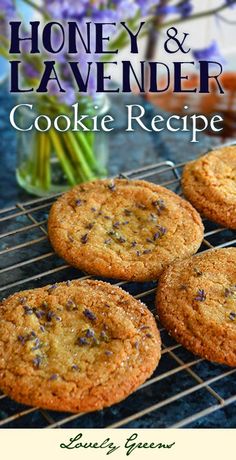 honey and lavender cookie recipe on a cooling rack