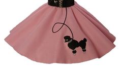 This is a LIGHT PINK 50's style full circle felt skirt with an iron on poodle applique and sewn on rick rack leash.  It has a 1.5"" black elastic waistband. **SKIRT ONLY - Belt not included**      0-3 months  - Waist (14"-17")   Length (6")      3-6 months  - Waist (15"-18")   Length (7")           6-9 months  - Waist (16"-19")   Length (8")           12 months  - Waist  (17"-20")  Length (9.5")         18 months  - Waist  (18"-21")   Length (11") Want to add a petticoat for a little more fullne Sock Hop Costumes, Poodle Applique, Poodle Skirt Costume, Poodle Skirt Outfit, Felt Skirt, Elastic Waistband Skirt, Girls Skirts, Poodle Skirt