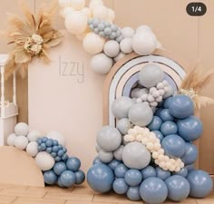 balloons are arranged in the shape of a house