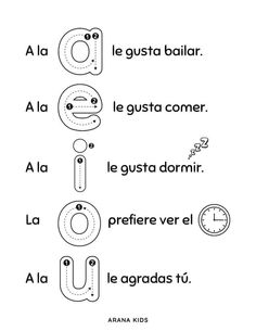 the words in spanish are arranged to spell out what is going on with each letter