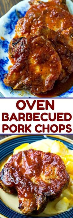 there are two pictures of different types of pork chops