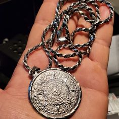 Vintage Taxco Aztec Pendant Medallion With Italian Silver 30" Necklace. Very Beautiful Statement Piece. Aztec Pendant, Aztec Necklace, Italian Necklace, Mens Accessories Jewelry, Vintage Sterling Silver, Statement Pieces, Mens Accessories, Sterling Silver, Pendant