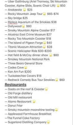 the menu for an outdoor restaurant with prices on each side and other items to choose from