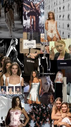 the collage shows many different images of models