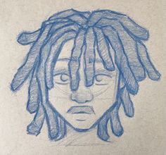 a drawing of a man with dreadlocks on his head