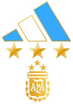 five stars are above a blue and gold seal with the letters aa on it's side