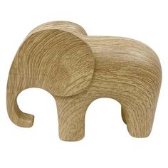 an elephant made out of wood on a white background