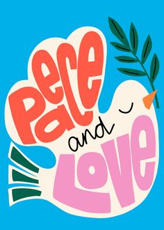 the peace and love bird is painted in bright colors