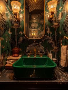 Art Deco bathroom transformation into a masterpiece, where every detail showcases vintage elegance 20s Bathroom Art Deco, Old Hollywood Bathroom Ideas, Art Deco Laundry, Bathroom Art Decor Ideas, Elegant Vintage Decor, Art Deco Bathtub, Vintage Tropical Bathroom, 1920s Powder Room, Art Deco Interior 1920s Bathroom