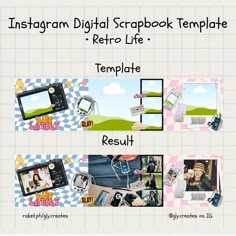 the instagram digital scrapbook template is ready to be used for photos and videos