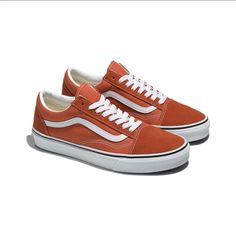 New In Box Vans Old Skool Shoes Size 7 In Womens! Color Burnt Ochre ( Burnt Orange Color!) Pretty Unique Color !(: Burnt Orange Shoes, Vans Orange, Tennis Vans, Burnt Ochre, Orange Vans, Box Van, Buy List, Orange Shoes, Burnt Orange Color