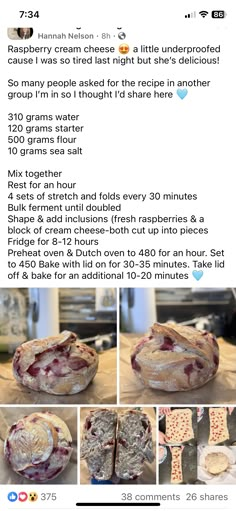 the recipe for raspberry cream pie is shown