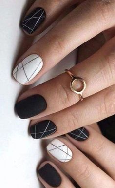 37 Black Nail Designs You Need To See Easy 30 day return policy Classy Nail Designs, Cute Nail Art Designs, Nail Design Inspiration, Purple Nail, Short Nails Art, White Nail Art, White Nail Designs, Black Nail Designs