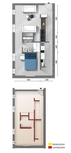 the floor plan for a small apartment with an attached bathroom and living room, as well as a kitchen