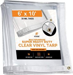 clear vinyl tarp is shown in the package