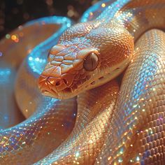 a close up view of a snake's head