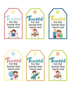 four tags with different sayings for teachers to use on their school day crafts and activities