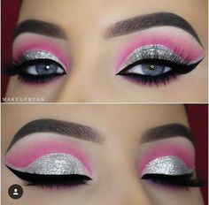 Carnaval Make-up, Pink Eye Makeup Looks, Make Up Designs, Makeup Looks For Blue Eyes, 80s Makeup, Pink Eye Makeup, Eye Makeup Looks, Silicone Makeup, Pink Eye