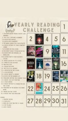 an image of a calendar with the words, year reading challenge written in black and white