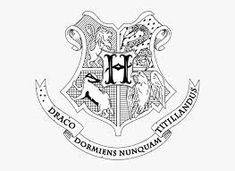 the hogwarts crest is shown in this black and white photo, with an ornate scroll around it