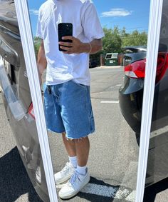 Summer Guy Outfits Aesthetic, Jorts Outfit Men’s, 90s Boy Outfits, Summer Fits For Guys, Men’s Summer Fits, Guy Fits Summer, Mens Outfits Black Men, Guy Summer Outfits, Guy Outfits Summer