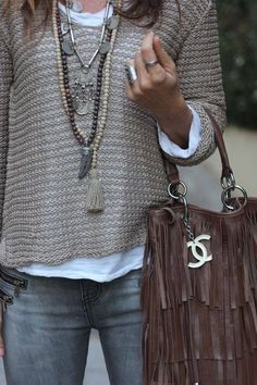 Bohemian Schick, Boho Styl, Style Casual Chic, Fringe Handbags, 가을 패션, Estilo Boho, Mode Inspiration, Look Fashion