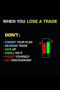 a black background with text that reads, when you lose a trade don't forget your plan