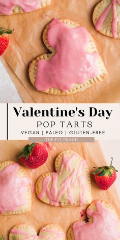 valentine's day pop tarts with pink glaze and strawberries on top