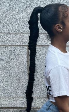 Unique Slick Back Ponytail, Mid Braided Ponytail, Quick And Easy Braided Hairstyles Black, Weave Hair, Girls Hairstyles Braids, Hair Ponytail