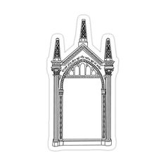 a drawing of an arch in the middle of a building sticker on a white background