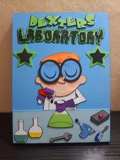 a book with an image of a cartoon character holding a beaker and flasks