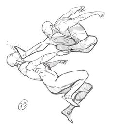 Flip Reference Pose, Full Person Drawing, Combat Reference Pose, 3 People Poses Drawing, Falling Drawing Reference, Make Anatomy, Cool Poses Drawing, Trace Drawings, Jumping Poses