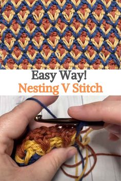 someone is crocheting an easy way to nesting v stitchs