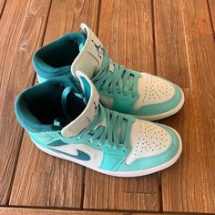 Air Force 1s From Nike. Color: Blue/Teal/White. Size: Us8. Condition: Worn A Few Times Relatively New Air Force Jordans, Jordan 1 Colors, Shoes Air Force, Nike Shoes Air, Nike Shoes Air Force, Air Force 1s, Shoes Air, Blue Teal, Jordan 1