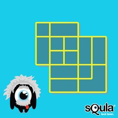 an image of a cartoon character next to a square with the word squla on it