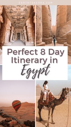 the desert with text overlay that reads perfect 8 day itinerary in egypt