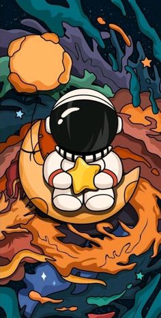 an image of a cartoon character floating in the water with his eyes closed and mouth wide open