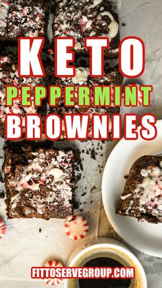 keto peppermint brownies with white chocolate and candy canes