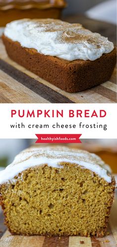 Pumpkin loaf with cream cheese frosting Pumpkin Loaf Recipe, Pumpkin Bread With Cream Cheese, The Best Pumpkin Bread, Best Pumpkin Bread, Best Pumpkin Bread Recipe, Bread With Cream Cheese, Pumpkin Loaf, Fish And Chicken, Pumpkin Bread Recipe