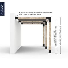 an image of a table with measurements for the top and bottom section, including two tables