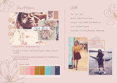 a brochure with pictures of women in different colors and designs on it, including flowers