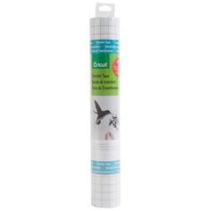 a tube of white paper with an image of a bird on it