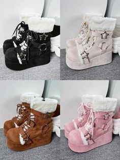 Pre-Order - Expected to be shipped in December - January 𝒜𝒷ℴ𝓊𝓉: Heel Height 3.15''/8cm, Front Platform Height 1.77''/4.5cm, Shaft Height 5.9''/15cm Lined with fleece, insoles made of lambswool ♡ 𝓼𝓲𝔃𝓲𝓷𝓰 ♡ US Size(default) 5 5.5 6 6.5 7 7.5 8 8.5 9 9.5 10 UK 3 3.5 4 4.5 5 5.5 6 6.5 7 7.5 8 EU 35-36 36-37 36-37 37-38 37-38 38-39 38-39 39-40 39-40 40-41 41-42 CM/JP 22 22.5 23 23.5 23.5 24 24.5 25 25 25.5 26 CN 34 35 36 37 37.5 38 39 39.5 40 41 42 Kawaii Winter Boots, 2yk Shoes, Fleece Boots, Estilo Real, Winter Shoes, Caicos Islands, Pitcairn Islands, Winter Snow, Turks And Caicos Islands