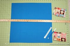 the ruler is next to two pieces of fabric