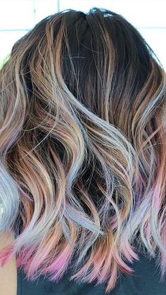 Pastel Rainbow Hair, Peekaboo Hair, Hair Color Pastel, Ombré Hair, Unicorn Hair, Summer Hair Color