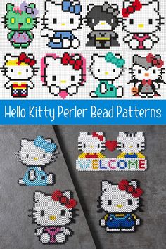 hello kitty perler bead patterns are on display