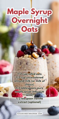 Craving a simple, healthy breakfast? These Maple Syrup Overnight Oats are the perfect solution! Made with wholesome oats, creamy almond milk, and sweetened with pure maple syrup, this no-cook recipe is quick to prepare and packed with flavor. Let it sit overnight, and wake up to a ready-to-eat, energy-boosting meal. Add your favorite toppings like bananas, nuts, or a sprinkle of cinnamon for the ultimate breakfast treat! 🍌🍁