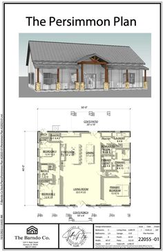 the persimmon plan is shown in two different sections, including an open floor plan and