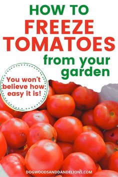 a pile of tomatoes with the words how to freeze tomatoes from your garden you won't believe it is